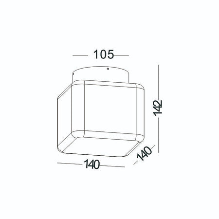 Ultra Beam Lighting Ltd 12W square LED outdoor ceiling light technical line drawing with dimensions in millimeters
