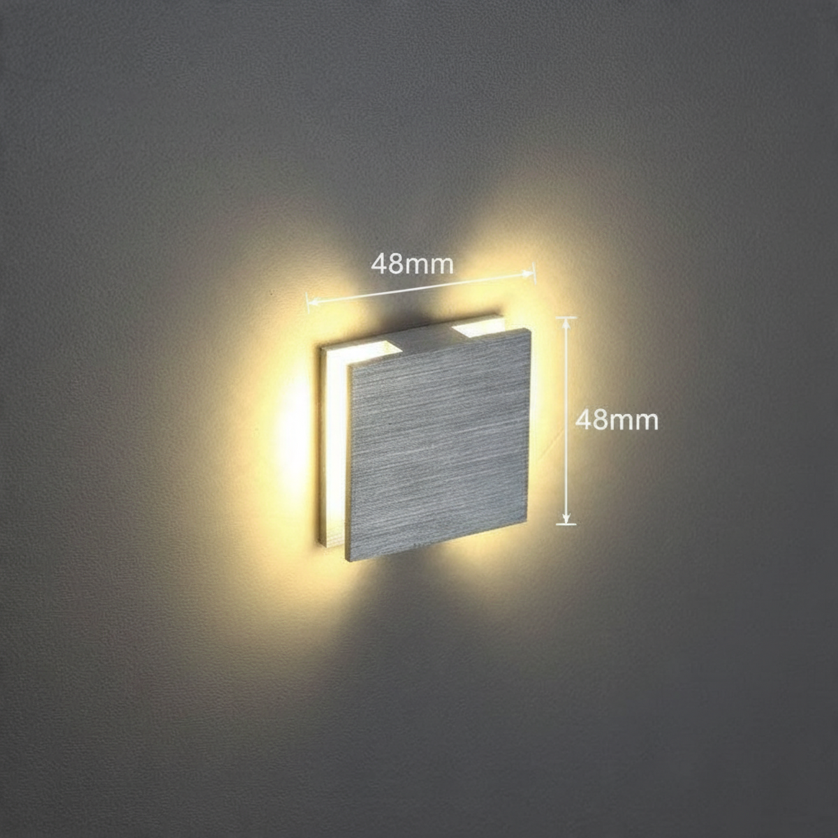 Ultra Beam Lighting Ltd Halo square 1W brushed aluminum recessed LED stair light with side-projecting warm glow