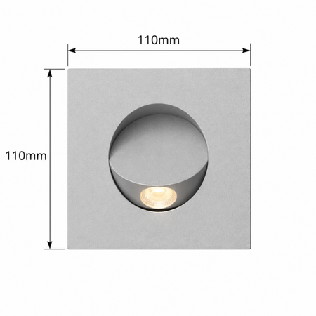 Ultra Beam Lighting Ltd square white recessed LED reading light with tilt switch mechanism and 110mm dimensions