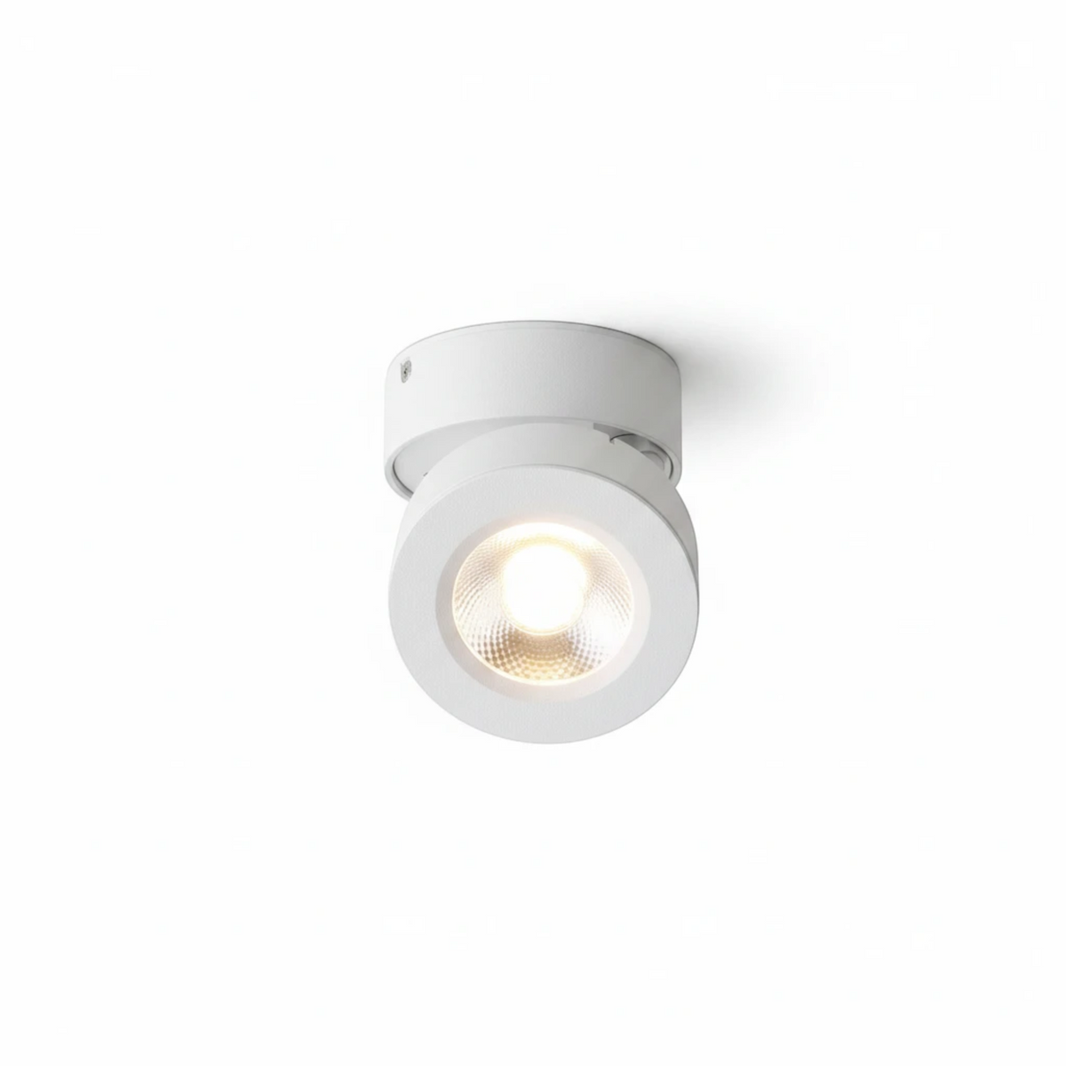 Ultra Beam Lighting Ltd 5 watt white adjustable LED ceiling light with a directional spotlight head.