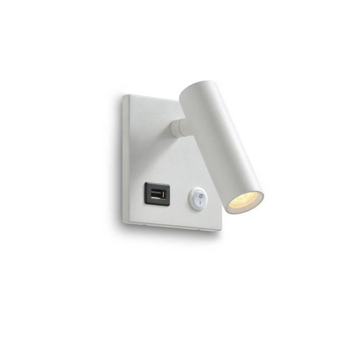 Ultra Beam Lighting Ltd white recessed bedside reading lamp with adjustable head and integrated USB charging port