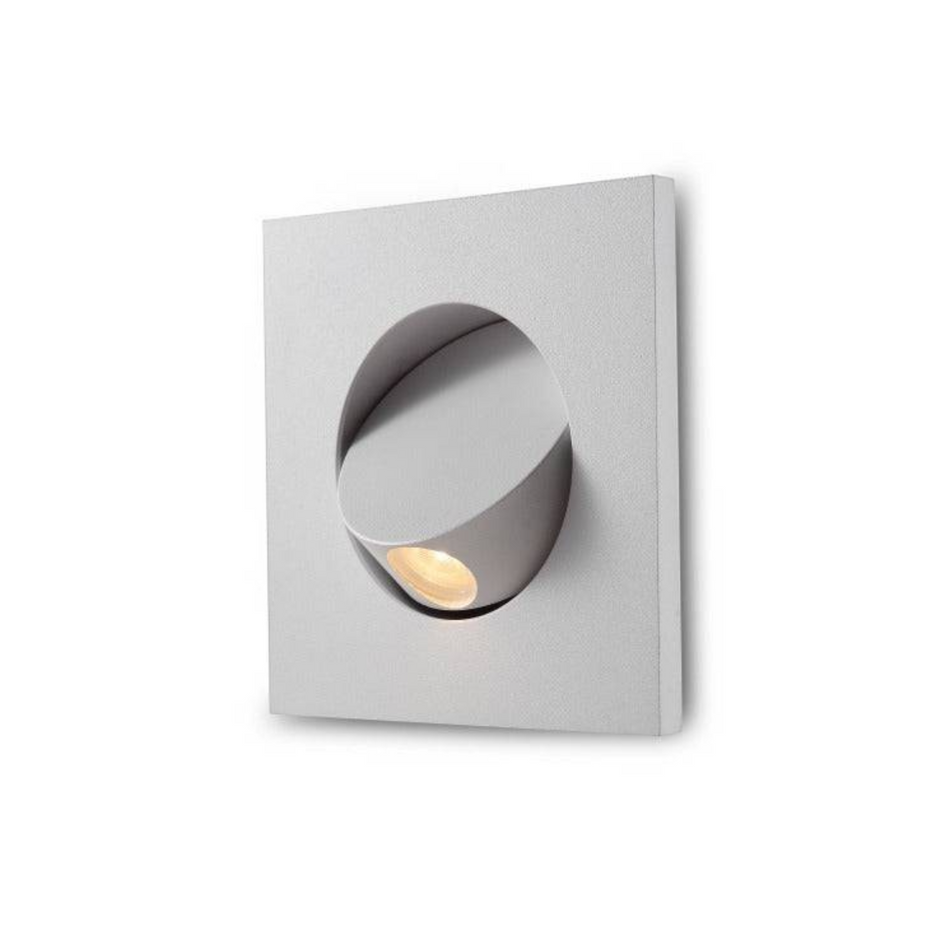 Ultra Beam Lighting Ltd square white recessed LED reading light with a tilt-to-activate mechanism for headboards