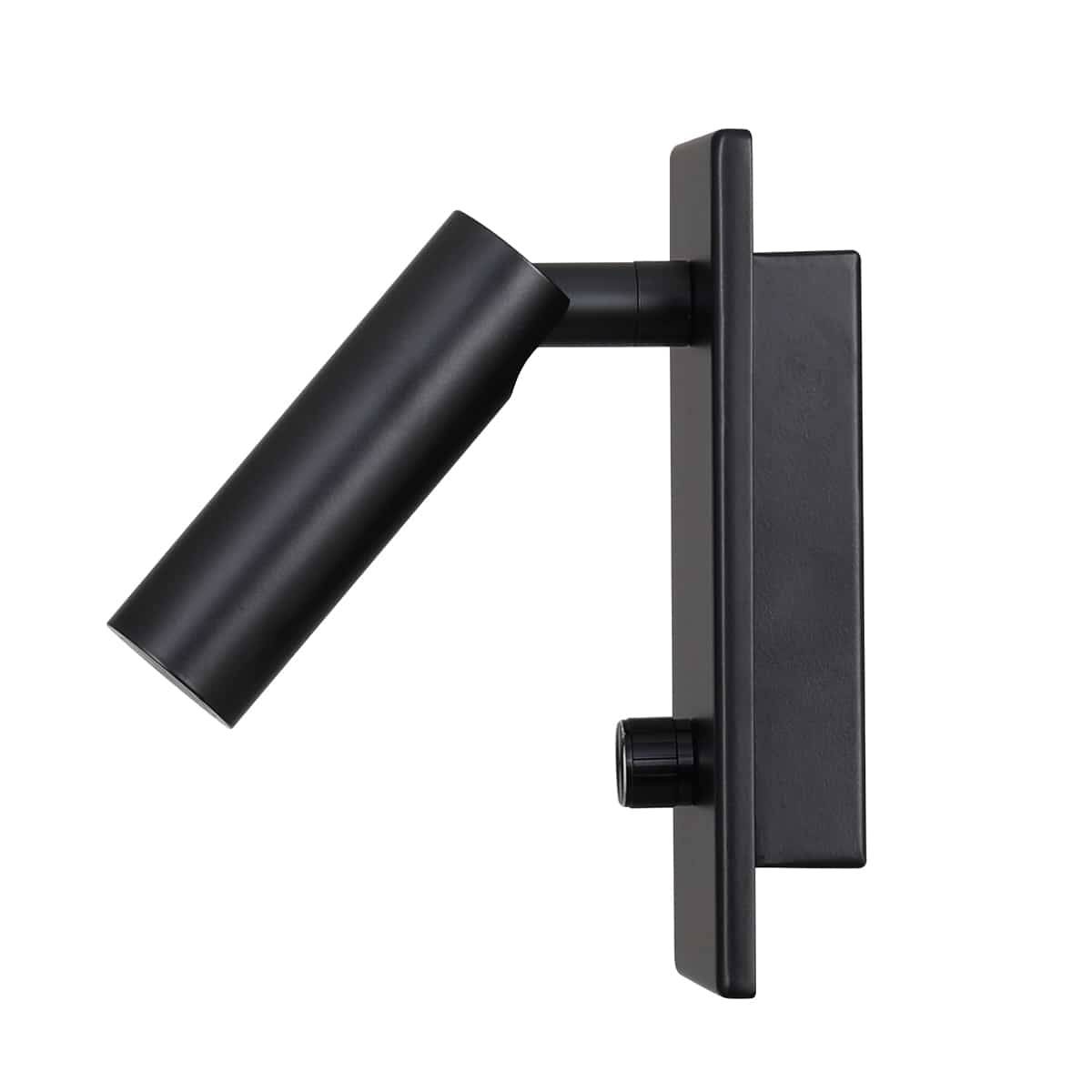 black dimmable reading light side view image of the product