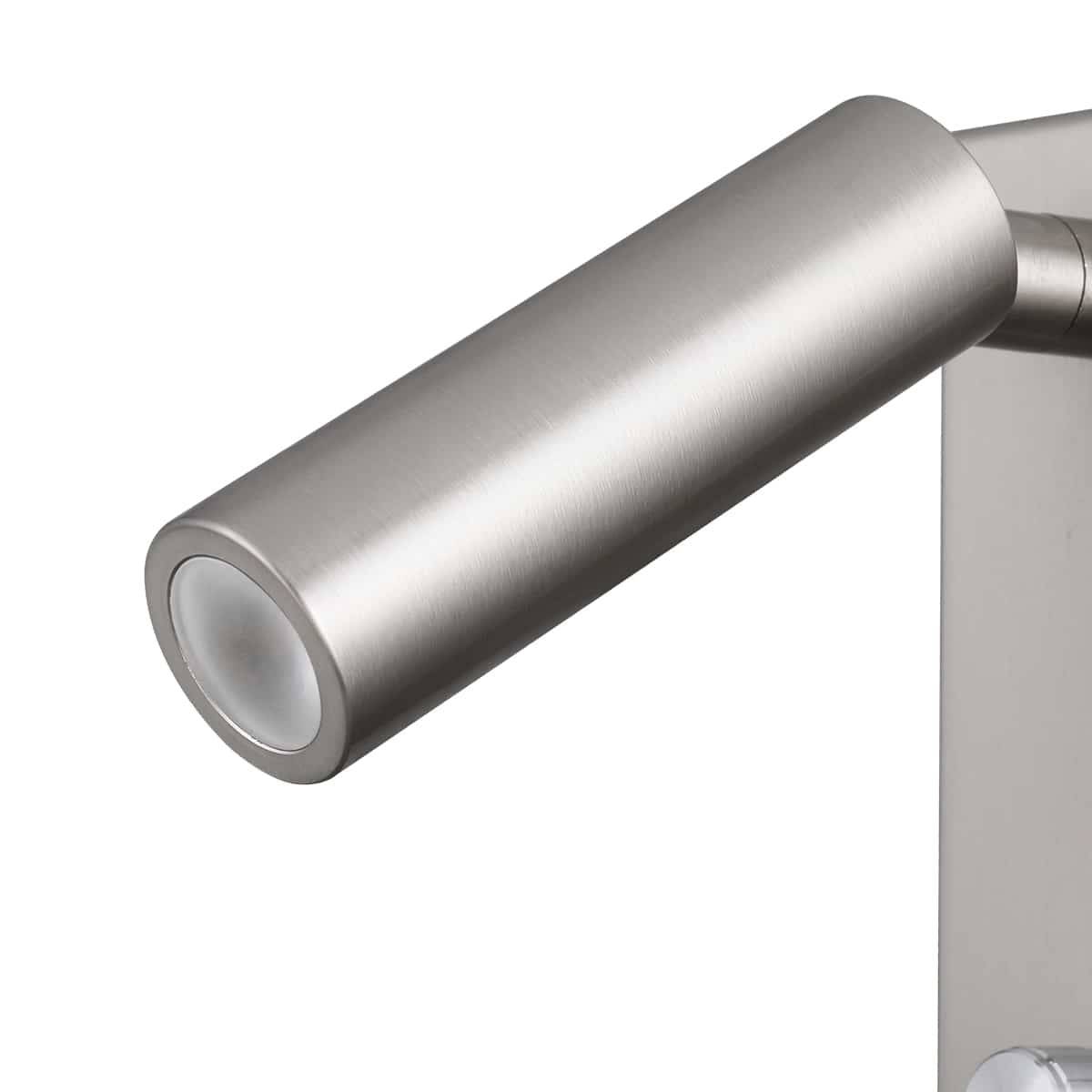 brushed nickel dimmable reading lamp closup image of light head
