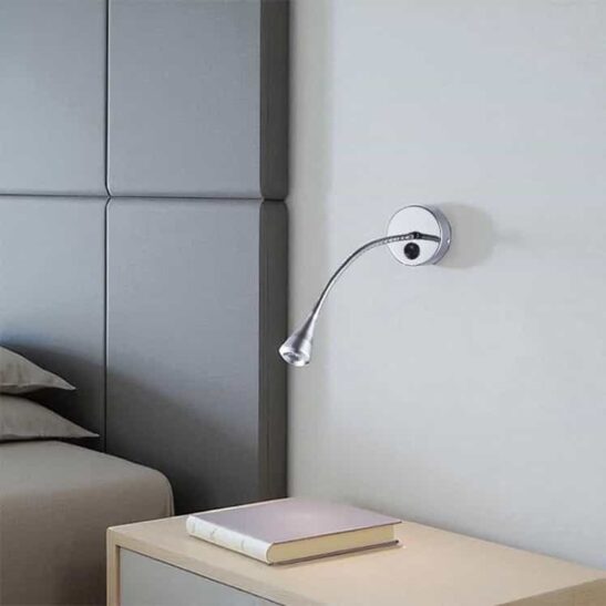 BARESI-WW-SW silver flexible arm bedroom reading light