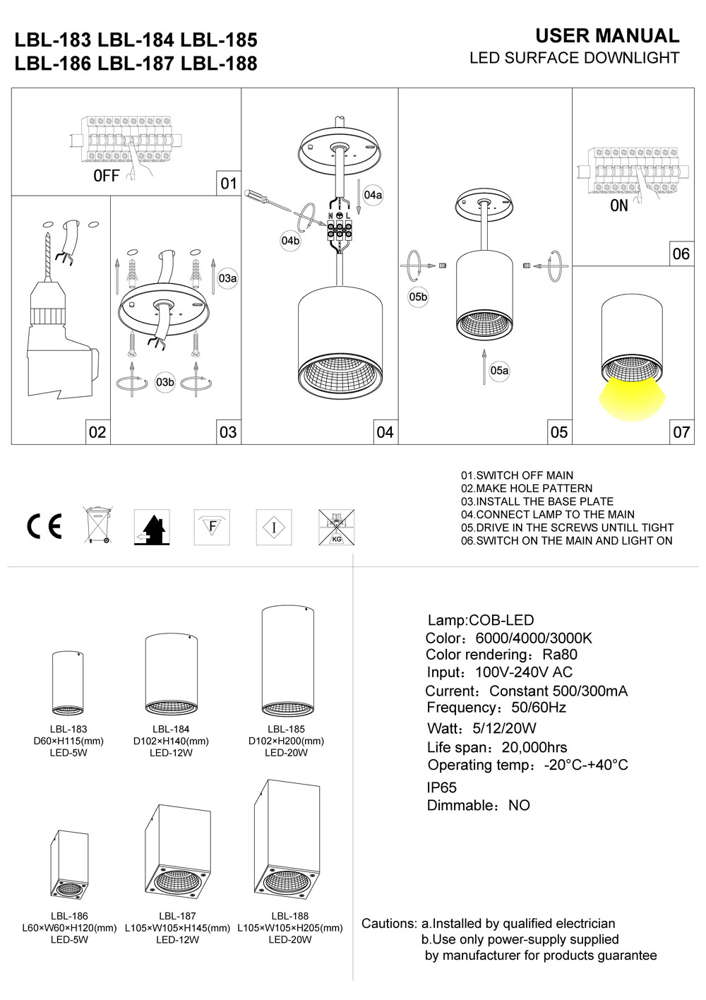 LBL-183-LBL-184-LBL-185 LED Soffit Light Installation guide