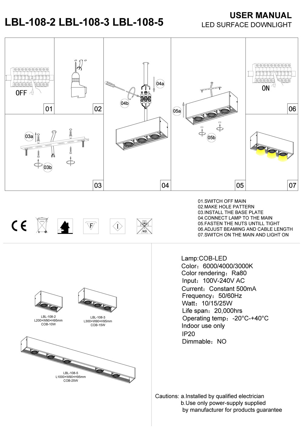 LBL-108-2-LBL-108-3-LBL-108 surface mounted LED downlight installation guide
