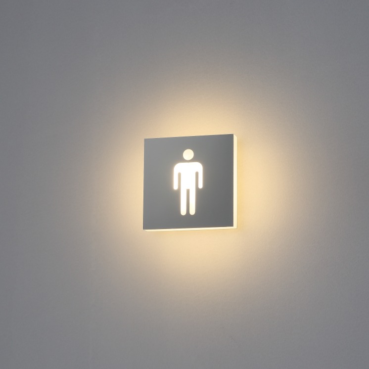 male illuminated washroom sign