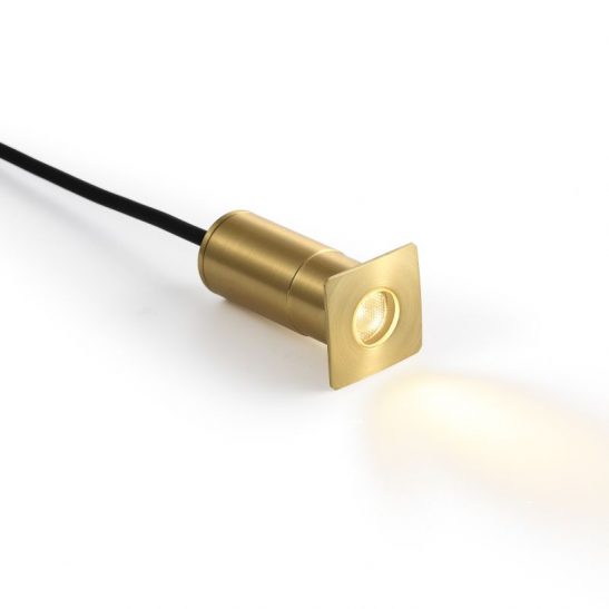 ODL047A-IN220 Square 1 watt brass finish LED ground light