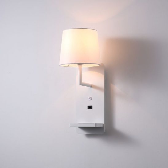 LWA421-WT 4 watt white bedside LED light with USB and wireless phone charging points