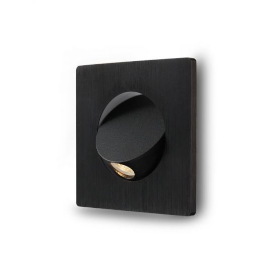 LWA220-BK 3 watt square black recessed LED reading light
