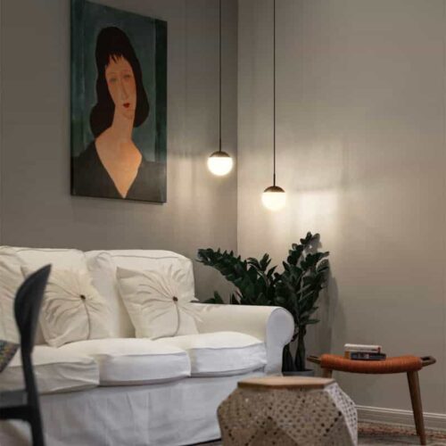 LPL354-BK - 6 watt black and acrylic globe LED pendant light