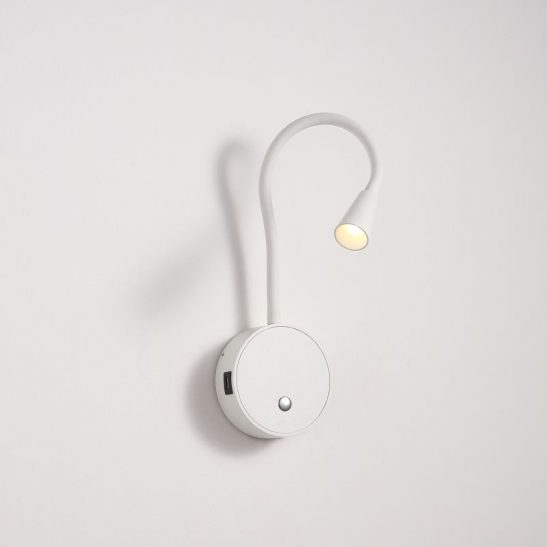 LWA423-WT 3 watt white wall mounted LED reading light with USB ports