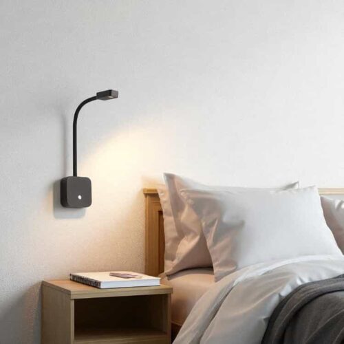 LWA424-BK 3 watt black flexible reading light with USB port