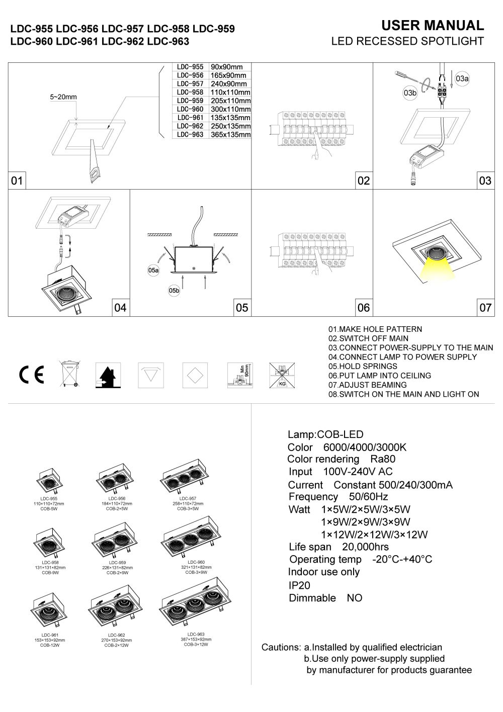 Modular LED downlights installation guide