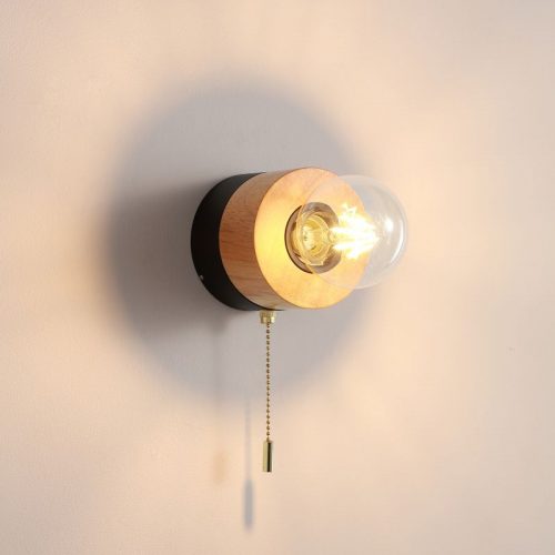 LWA437 4 Watt wooden LED wall light with pull cord switch