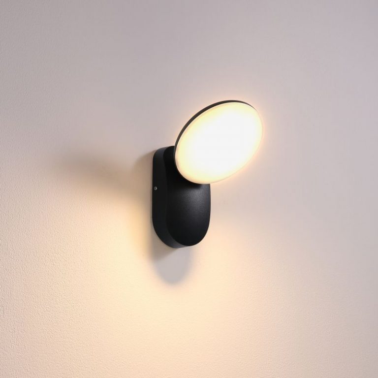 LWA704-BK 12 watt round black Garden LED wall light