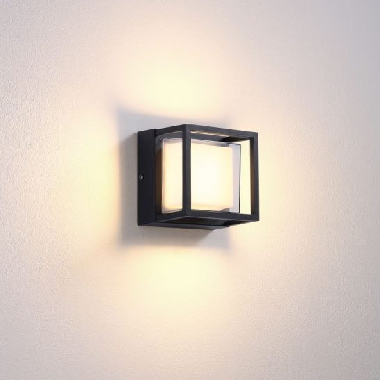 LWA705 7 watt black square LED Garden Wall Light