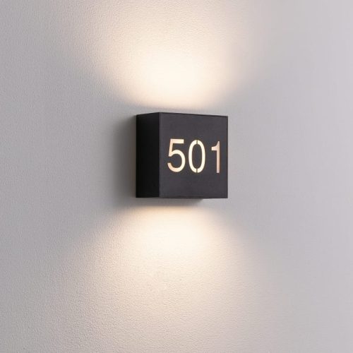 LWA480-BK6 watt square black illuminated house number light for porch