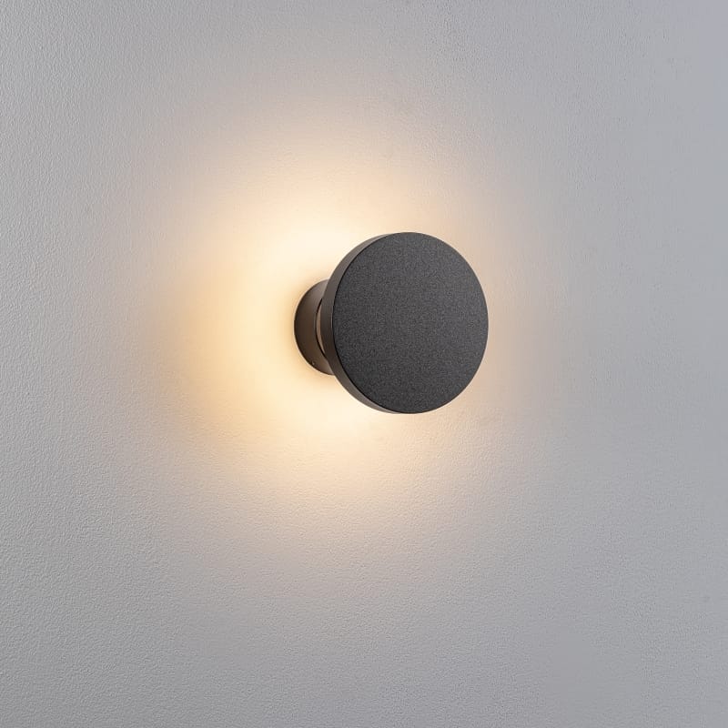 LWA489 10 watt round black halo effect exterior LED wall light