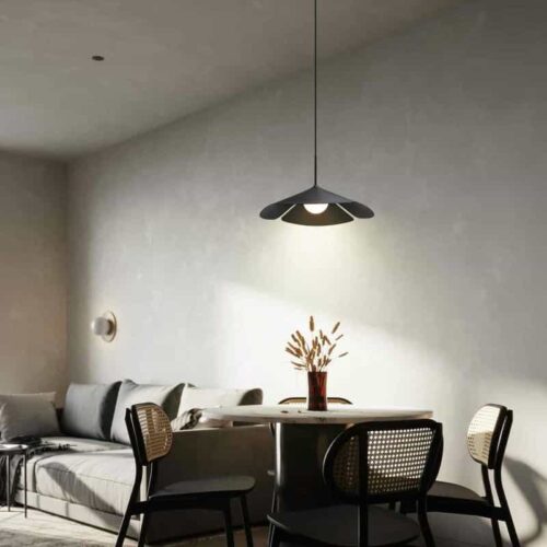 LPL412-BK-2 4 watt modern black LED pendant light over table