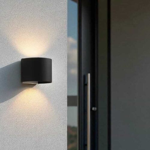 LWA288A-BK 6 watt round black up and down outdoor wall light