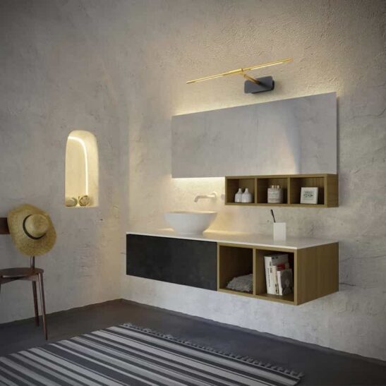 LWA505-GD-s 4 watt gold bathroom over mirror light in a bathroom