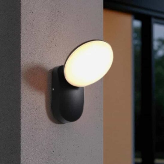 LWA704-BK 12 watt round black outdoor wall light