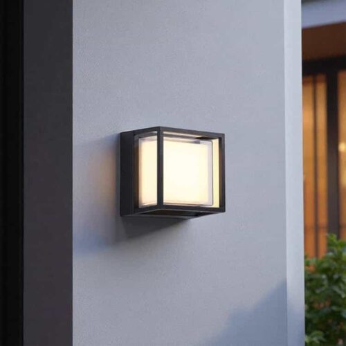 LWA705 7 watt square black garden wall light